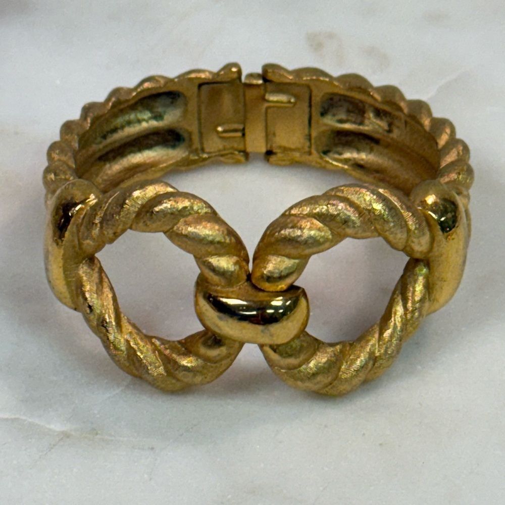 Vintage Gold Plated Rope Design Hinged Bracelet